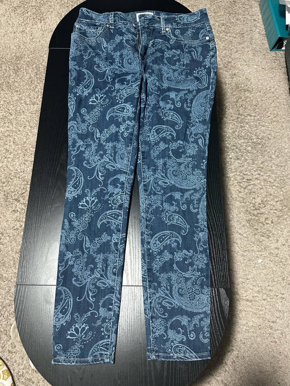 Seven7 Paisley Skinny Jeans Women’s Size 6 Blue Stretch Denim Retro Boho - Picture 2 of 7